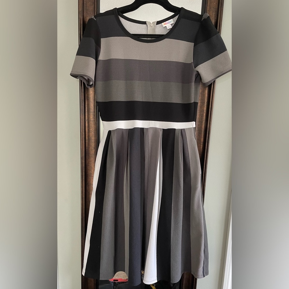 Striped Dress in Black and Gray